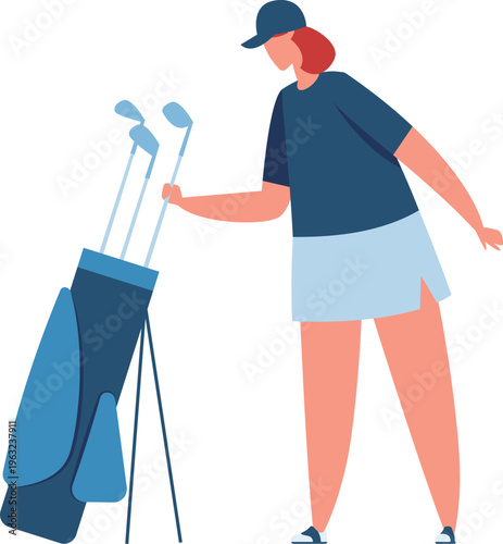Woman choosing a golf club from a bag