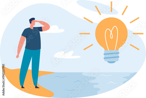 Person searching for new idea inspiration concept