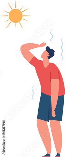 Man feeling hot under intense summer sun