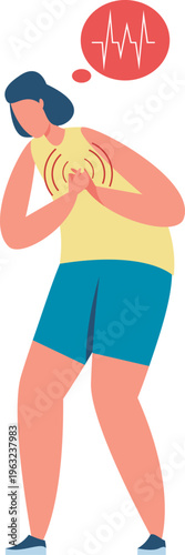 Woman experiencing chest pain with heart attack symptom