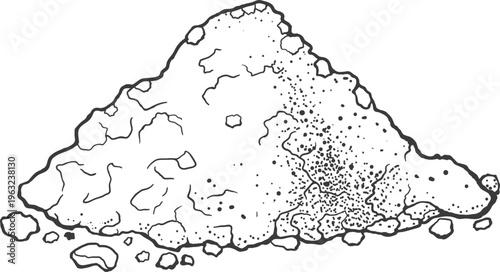 Pile of dirt or granular material line art drawing