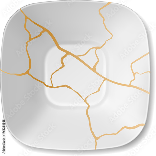 Kintsugi art repairing a broken ceramic bowl