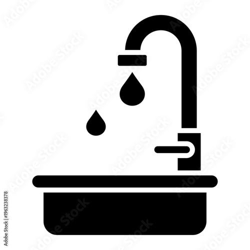Dripping Faucet Icon: Water Conservation Symbol