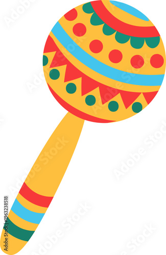 Colorful maraca producing vibrant sounds for fiesta celebration