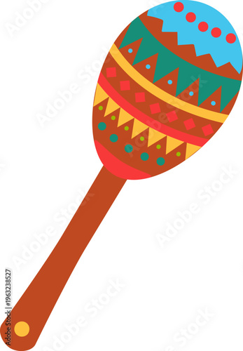Maraca with colorful patterns for festive celebrations