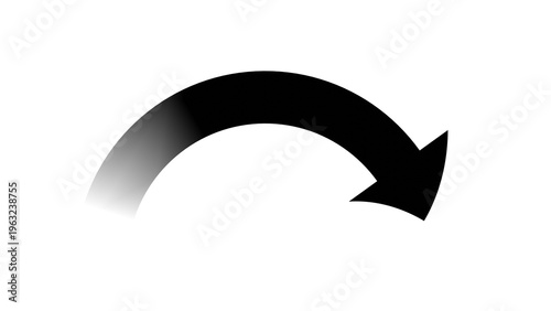 Foto Black curved arc arrow rotation redo symbol on white background