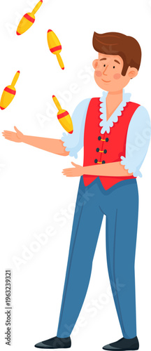 Juggler performing a circus act juggling clubs