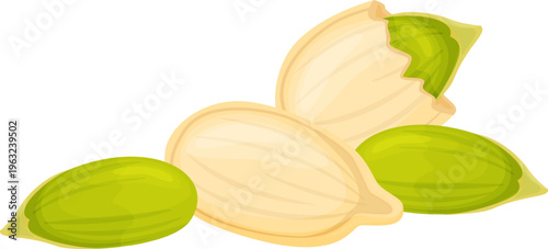 Pumpkin seeds and kernels on white background
