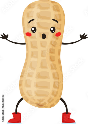 Cartoon peanut character expressing shock and surprise