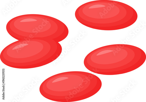 Red oval medical pills moving on white background