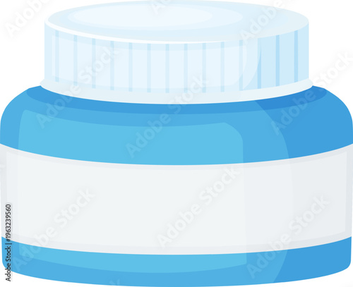 Blue cream jar with blank label product packaging