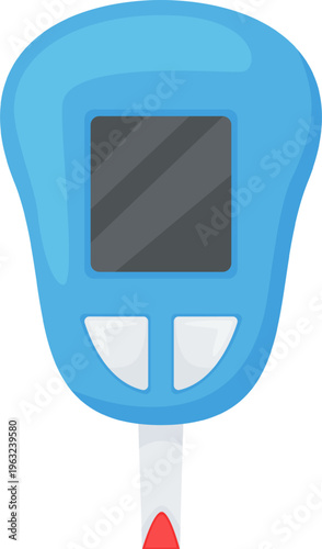 Glucose meter measuring blood sugar with a test strip