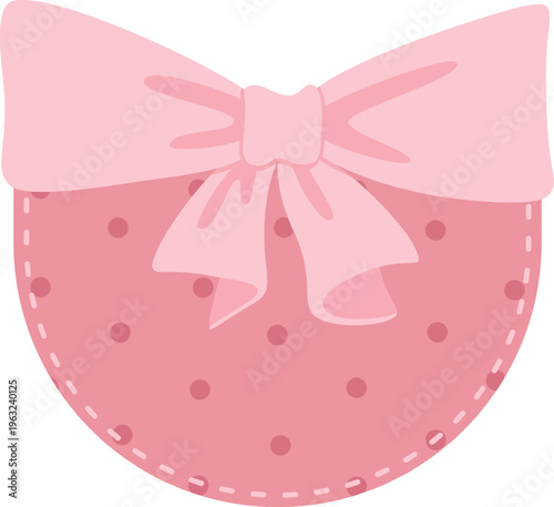 Pink bow on polka dot pouch shape design