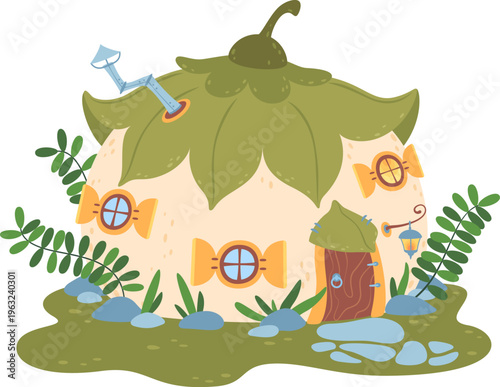 Fantasy garden house built with natural elements