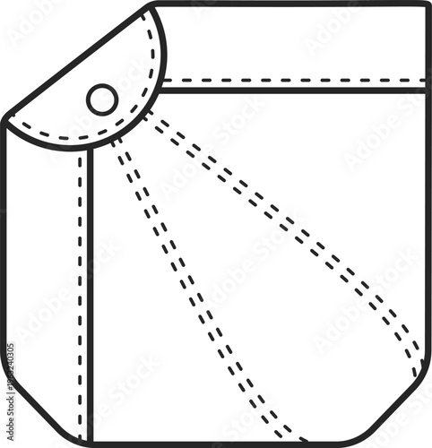 Clothing pocket with flap and button outline icon