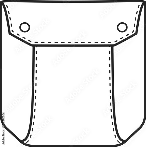 Clothing patch pocket outline icon with rivets