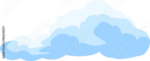 Blue cumulus cloud vector illustration in flat style