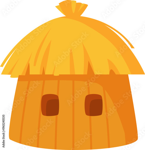 Traditional hut with thatched roof illustration