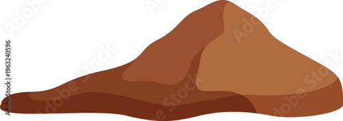 Pile of brown soil dirt sand on white
