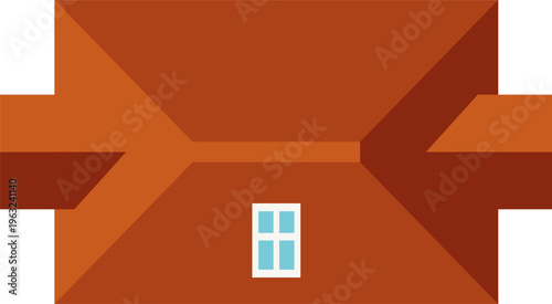 House roof flat top view with window