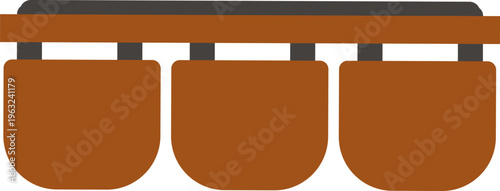 Three hanging planters brown containers for plants