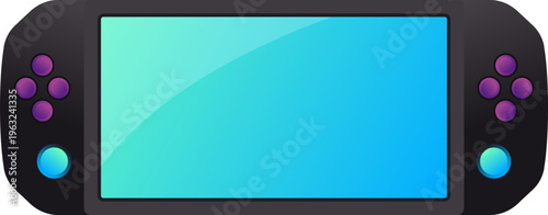 Black portable video game console device displaying a blank screen