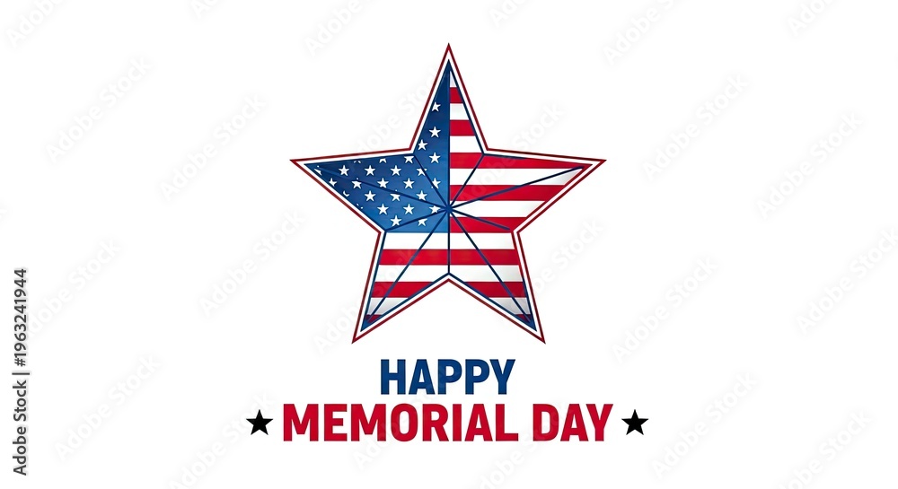 Obraz premium Memorial day greeting with patriotic star