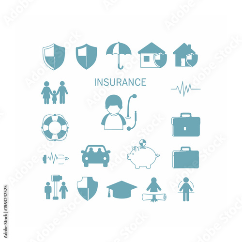 Comprehensive insurance protection icons