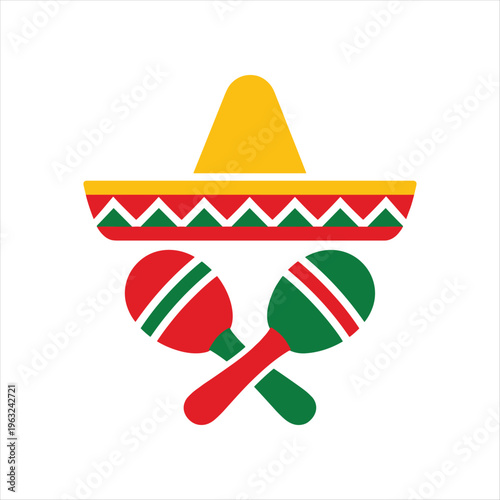 Vibrant sombrero and maracas illustration