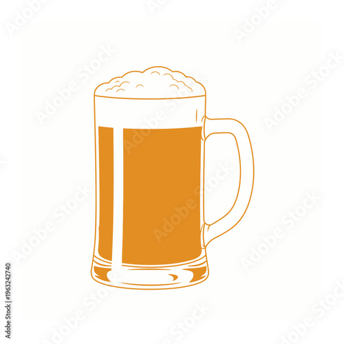 Full beer mug with frothy foam head