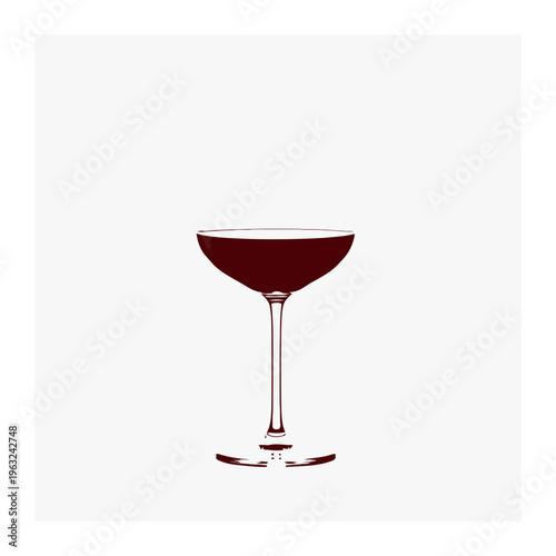 Elegant red wine glass silhouette graphic