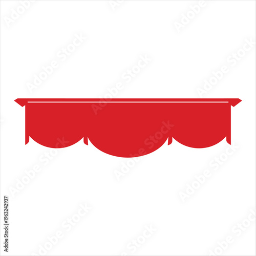 Red scalloped valance window treatment