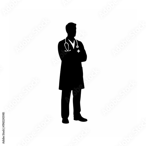 Confident doctor silhouette with stethoscope
