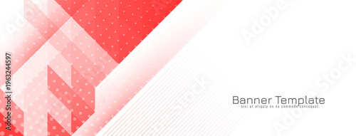 Abstract red color triangular mosaic pattern modern banner design