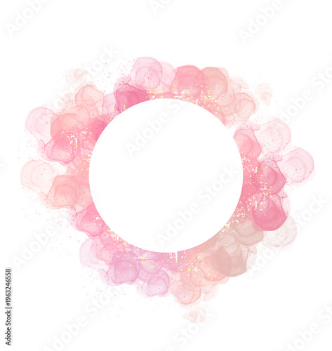 Pink watercolor Ring with Black Center