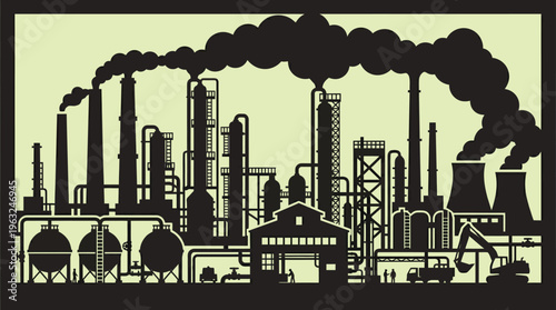 Industrial Factory Skyline CNC Plasma Cutting Vector