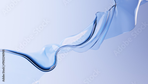 Bild auf Leinwand Elegant transparent blue gradient glass or thin film curve surface - dynamic innovative and clean abstract 3d rendering background