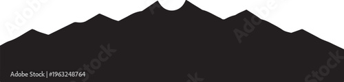 Mountain range silhouette, black landscape icon, vector mountains, simple landscape
