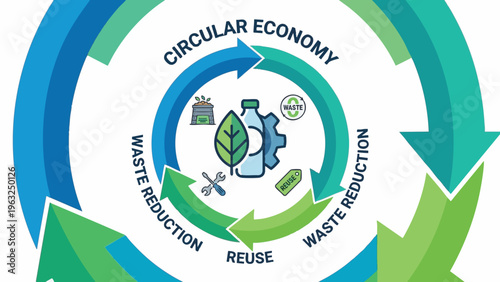 Circular Economy Concept Illustration with Recycling Waste Reduction and Reuse