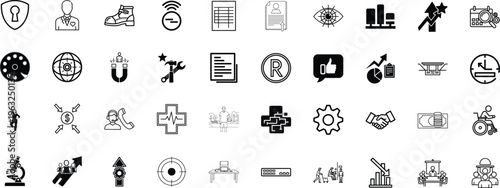 Collection of diverse icons representing various concepts visually