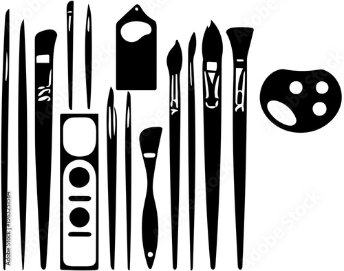 set of brushes for painting vector