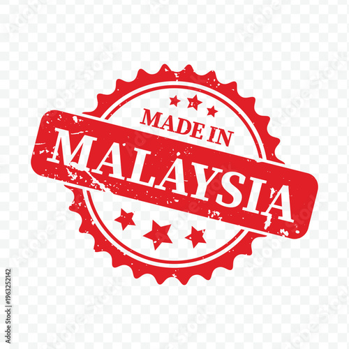 Photography Commercial grade rubber stamp graphic for goods originating from Malaysia with r