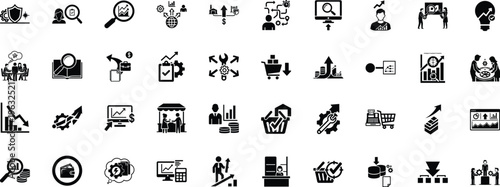 Diverse icons representing business and financial concepts visually