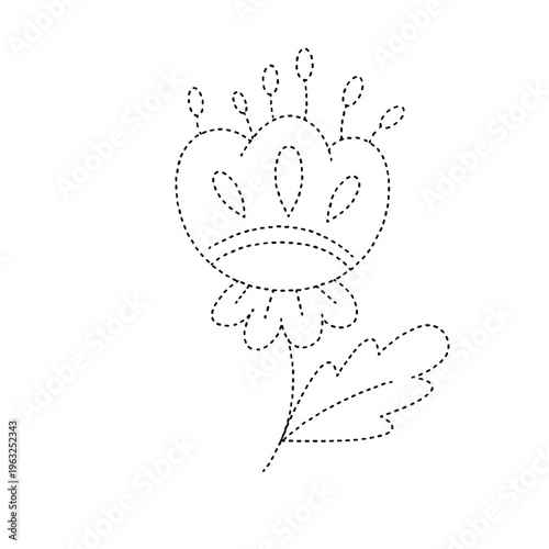 Dotted line flower activity game for kids transparent cutout png