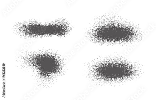 Obraz na plátně Black particle dispersion forming abstract clustered shapes white