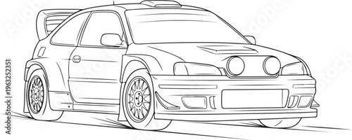 Vector sports car illustration, racing car line art, speeding vehicle outline, automotive design element