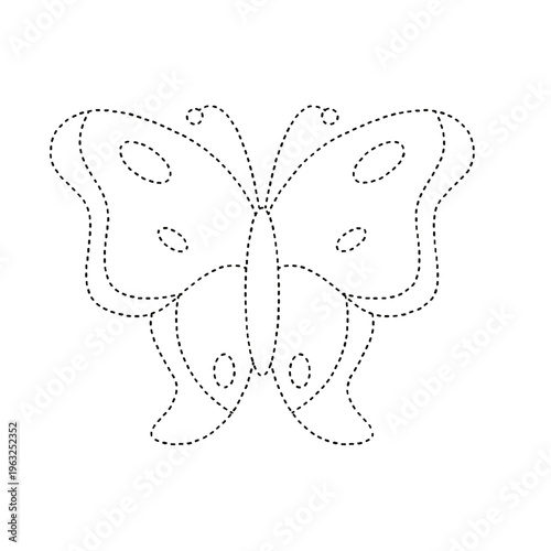 Butterfly dotted line activity for kids on transparent background