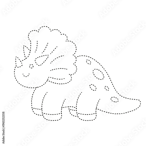 Dinosaur dotted line activity for kids on a transparent background