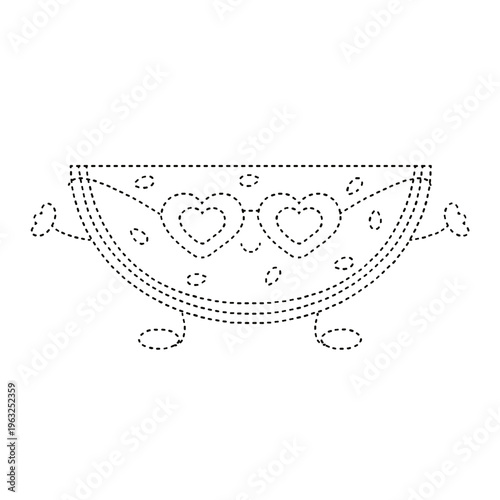 Dotted line watermelon character activity game transparent PNG isolated cutout