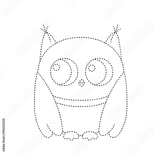 Dotted line owl activity game for children on transparent background